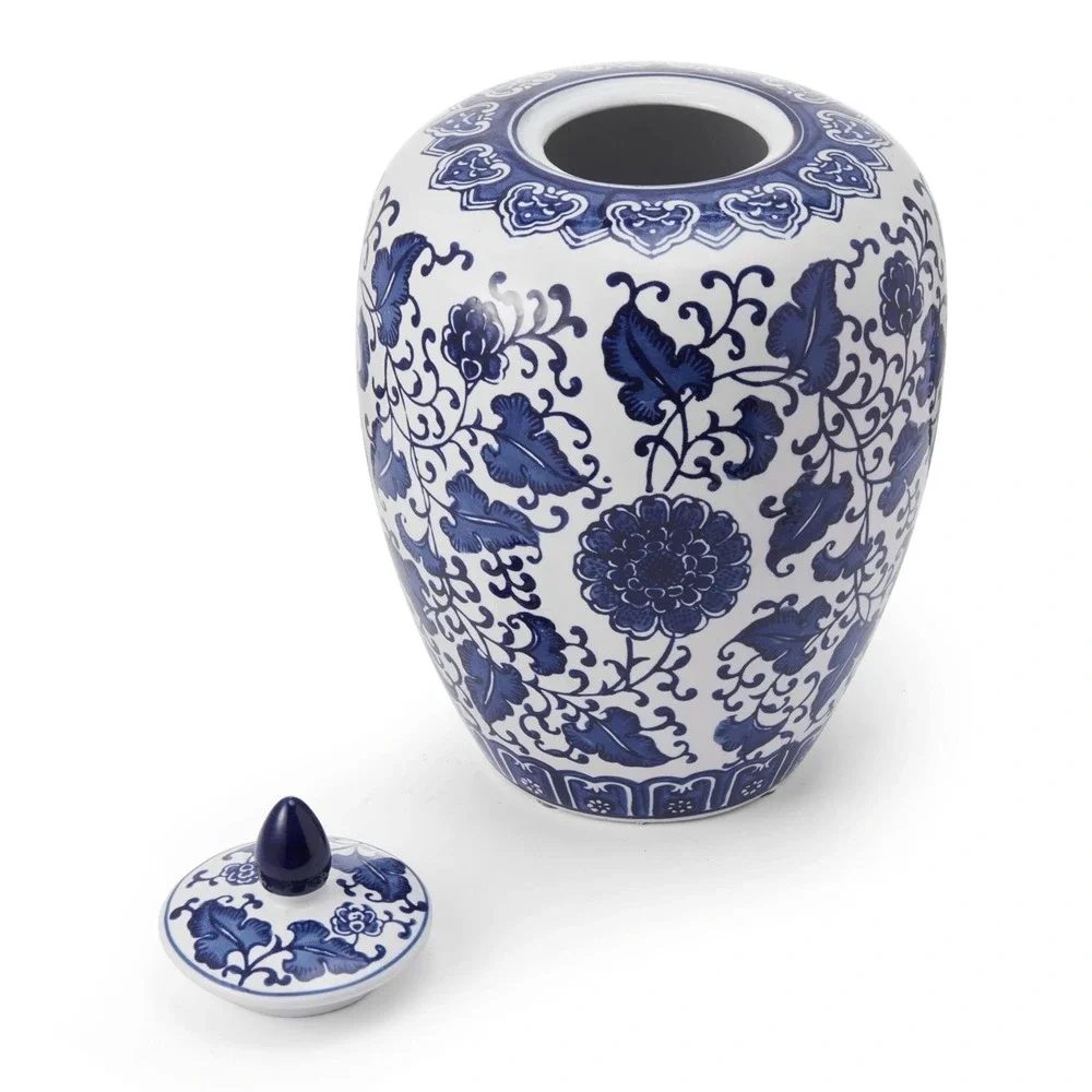 Mikasa Inch Blue and White Floral Ceramic Canister with Lid 5248977